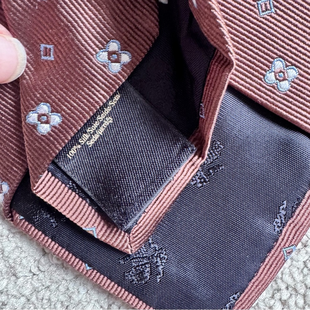 2/$20 Brooks Brothers Silk Tie Brown Geometric Floral Made in USA - Picture 5 of 8